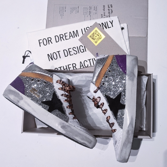NIB💌💕Golden Goose Mid Star Glitter Leo sneakers - Picture 2 of 8